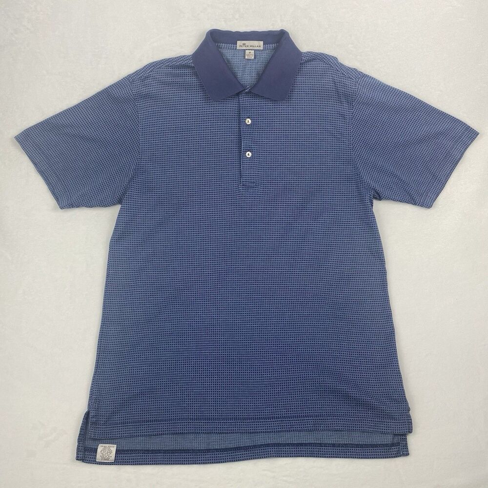 Peter Millar Polo Shirt Mens Medium Blue Short Sleeve Casual